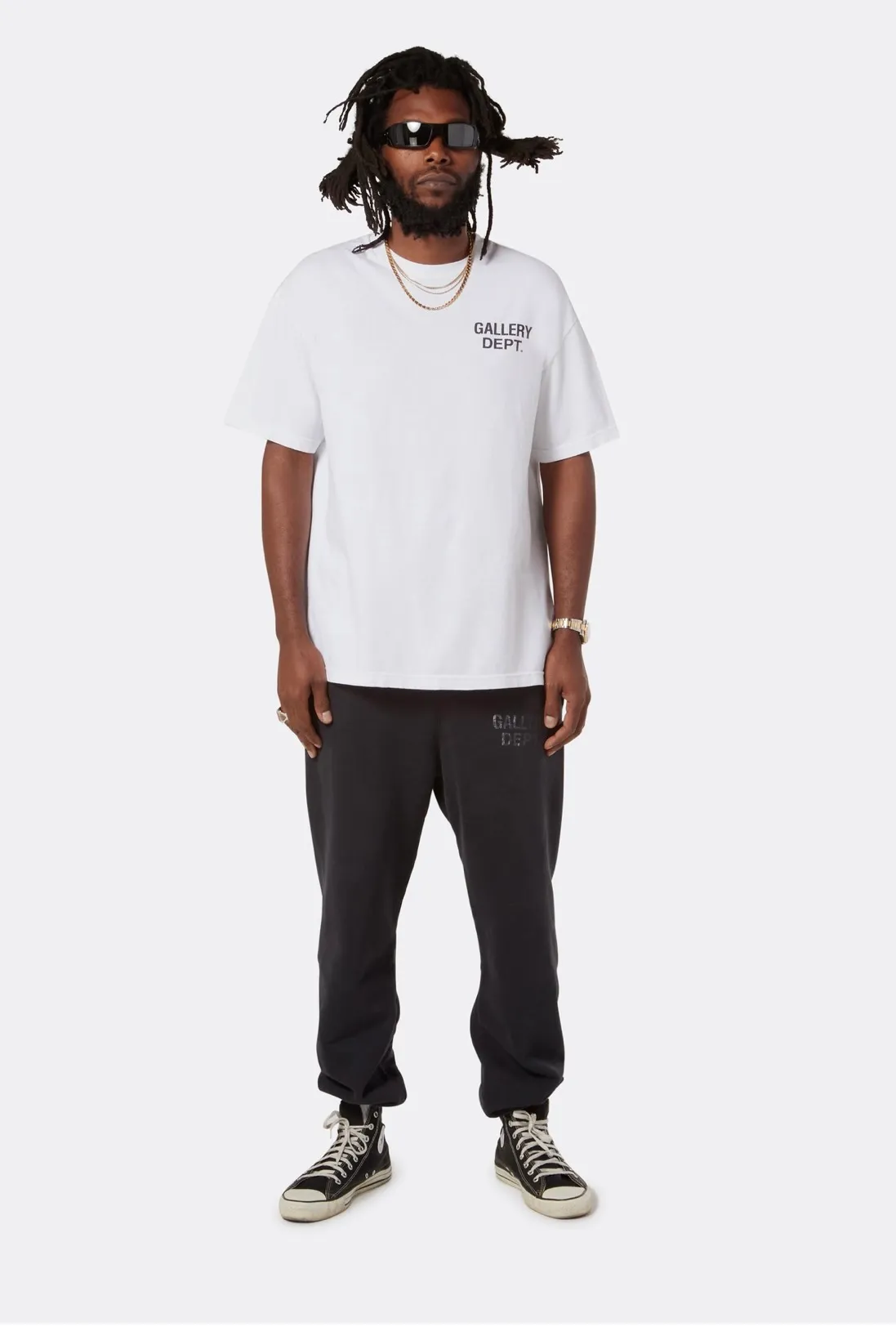 GALLERY DEPT. SOUVENIR TEE English LOGO commemorative basic short-sleeved white S-XL original consistent cotton and linen cylindrical fabric high poundage 230g fabric accessories matching correct version